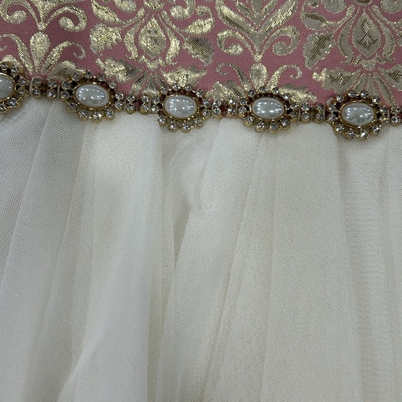American Princess Pearls and Tulle Sparkle Fancy Dress Size 7 Pink/Cream/Gold - Picture 4 of 15